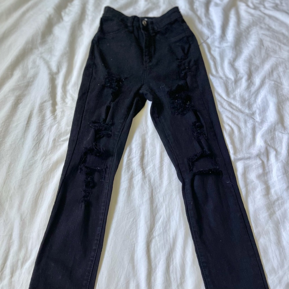 Fashion Nova High Waisted Distressed Jeans